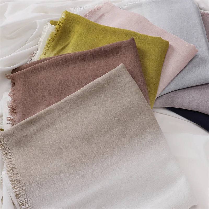 Women Big Size Gradient Cotton Rayon Crease Hijab Scarf Lady High Quality Wraps and Shawls Musulman Headband Islamic Turban