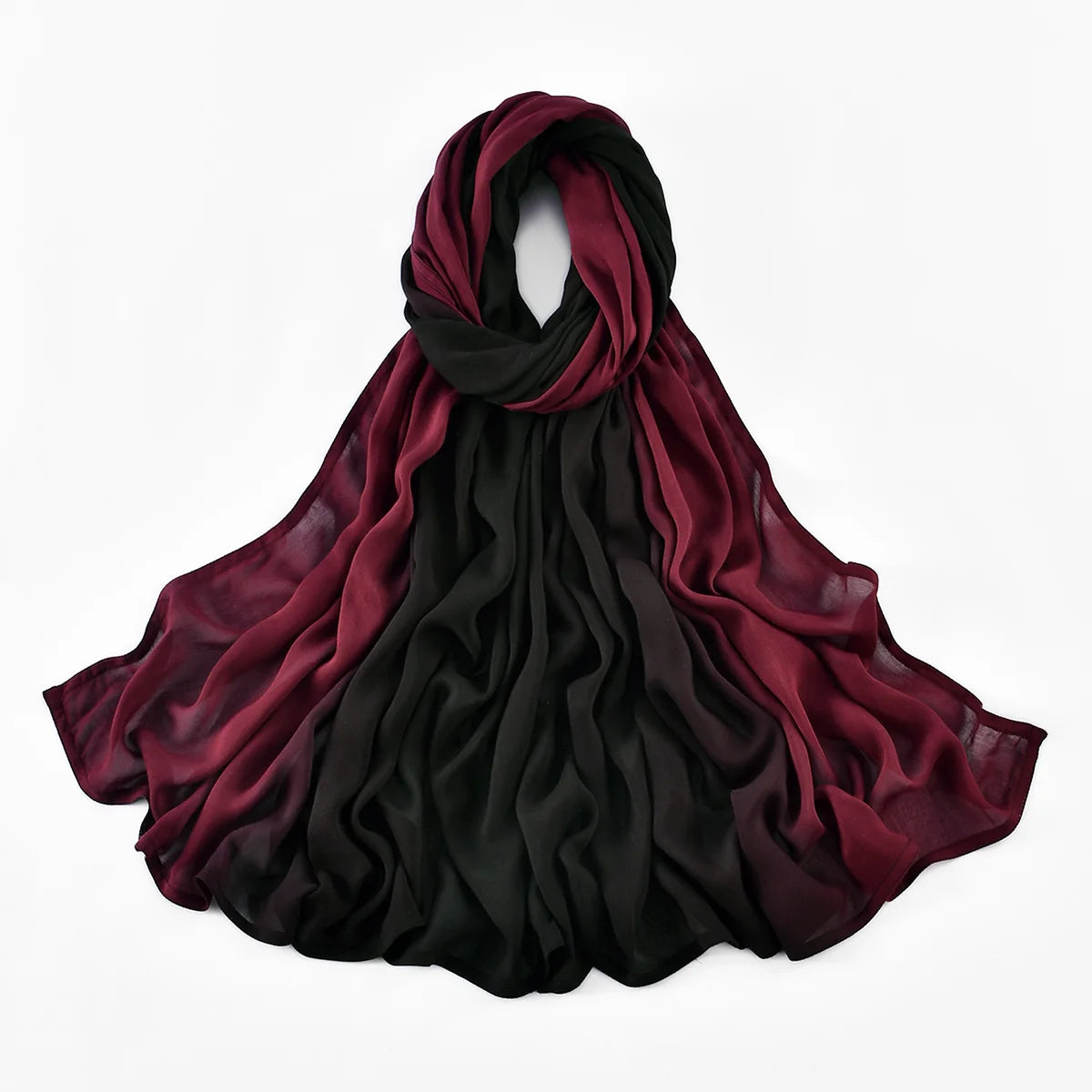Muslim Women Big Size Gradient Viscose Hijabs Ombre Cotton Rayon Crease Headscarf Musulman Scarves Islamic Turban and Shawls