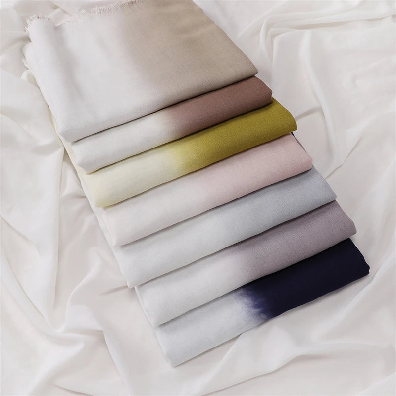 Women Big Size Gradient Cotton Rayon Crease Hijab Scarf Lady High Quality Wraps and Shawls Musulman Headband Islamic Turban