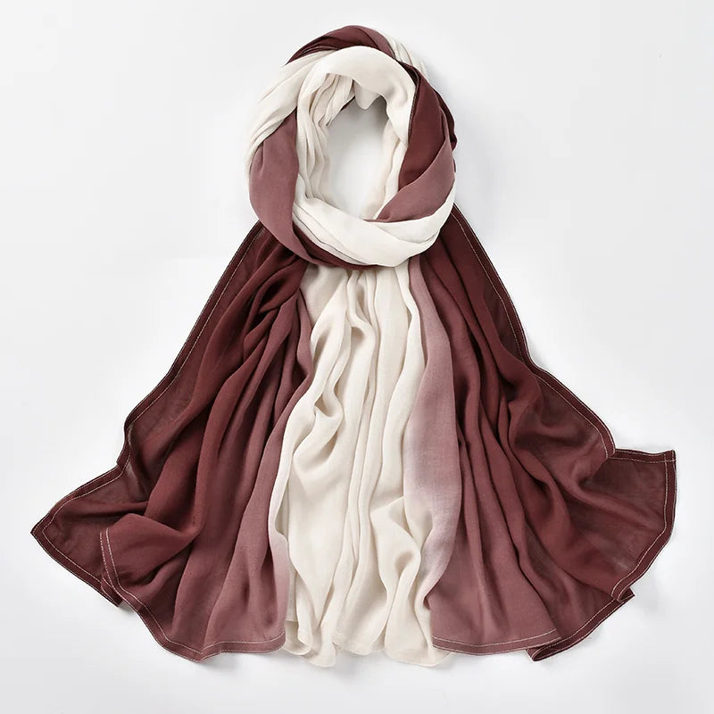 Muslim Women Big Size Gradient Viscose Hijabs Ombre Cotton Rayon Crease Headscarf Musulman Scarves Islamic Turban and Shawls