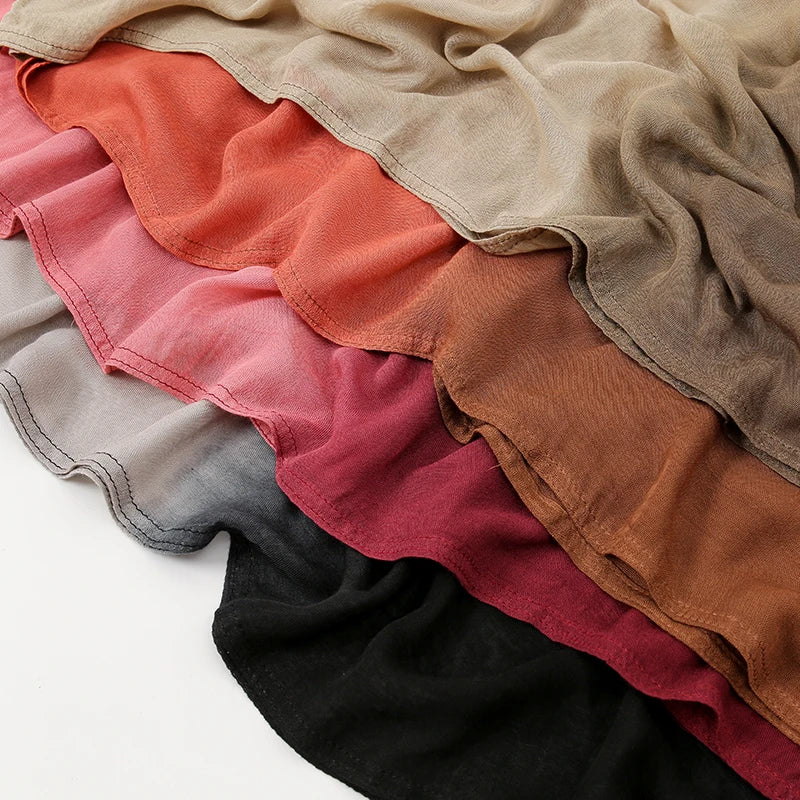 Muslim Women Big Size Gradient Viscose Hijabs Ombre Cotton Rayon Crease Headscarf Musulman Scarves Islamic Turban and Shawls
