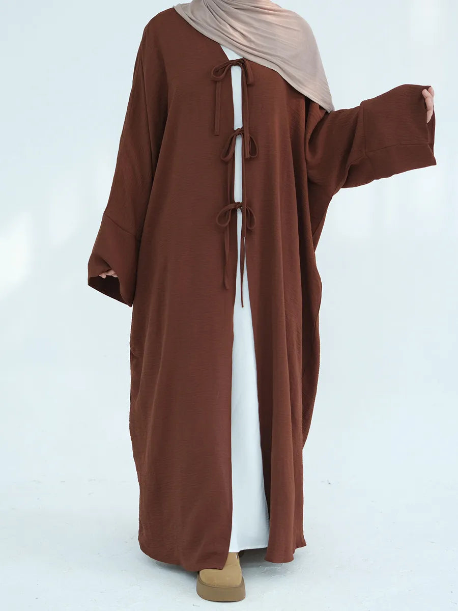 Muslim Women Dubai Turkish Abaya Eid Long Dress Solid Kimono Cardigan Modest Ramadan Prayer Robe Kaftan Femme Islam Clothing