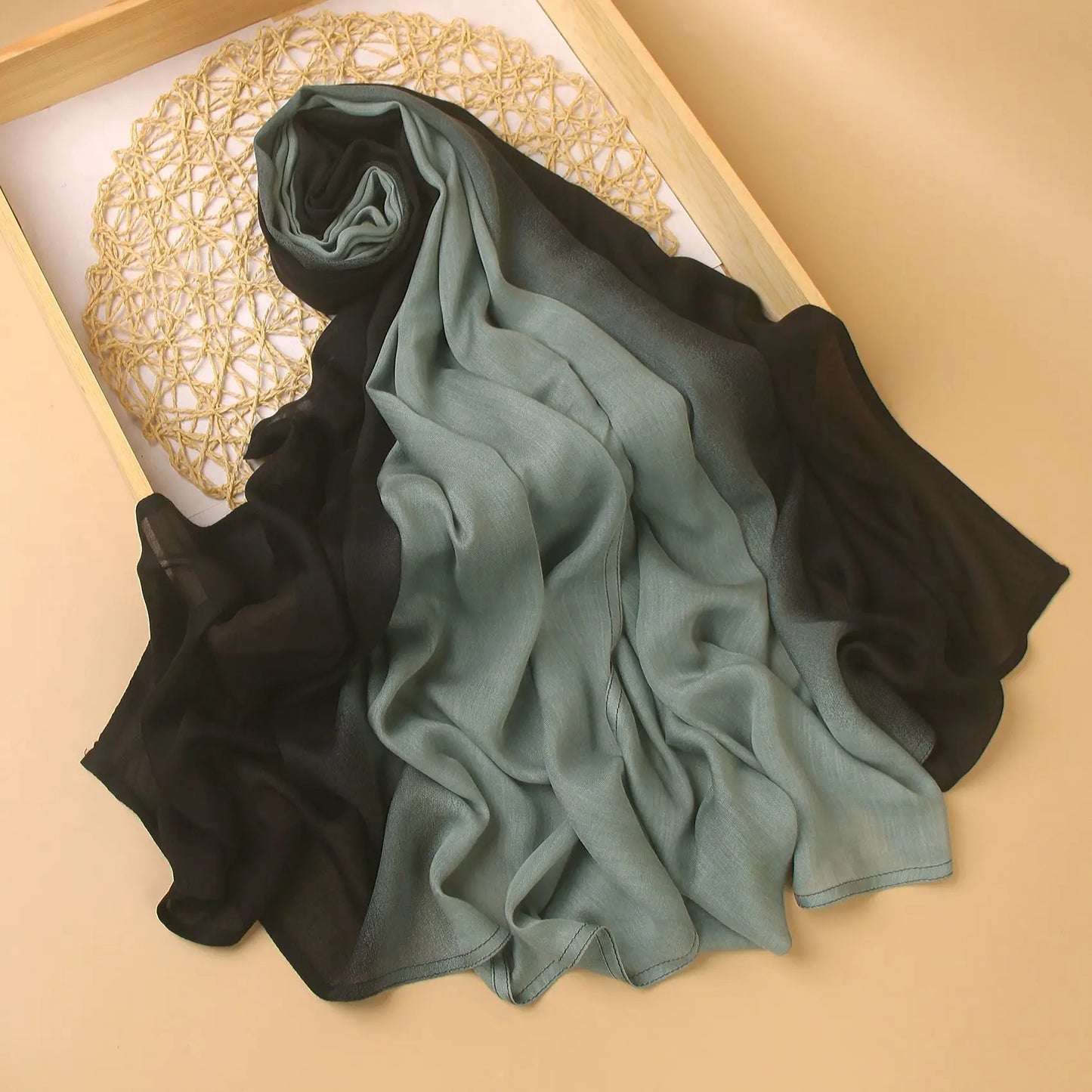 Ombre Modal Hijab Gradient Cotton Rayon Crease Hijab Scarf Lady High Quality Wraps and Shawls Musulman Headband Islamic Turban