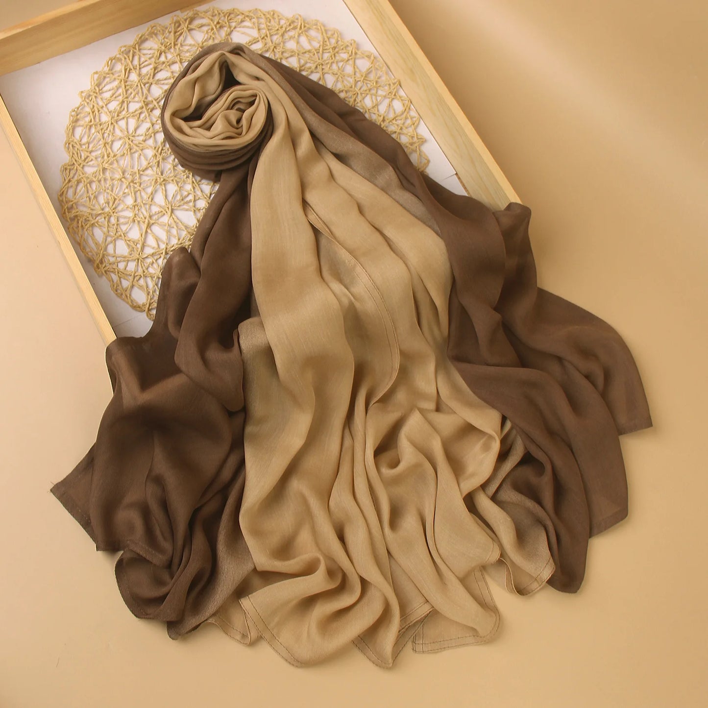 Ombre Modal Hijab Gradient Cotton Rayon Crease Hijab Scarf Lady High Quality Wraps and Shawls Musulman Headband Islamic Turban