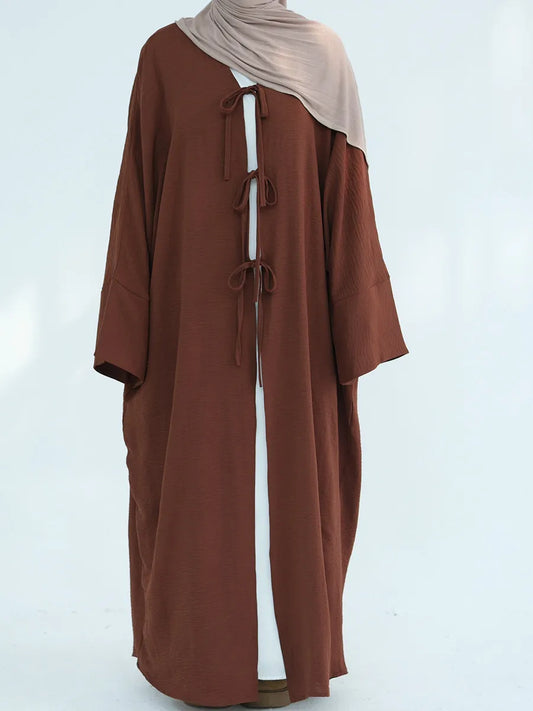 Muslim Women Dubai Turkish Abaya Eid Long Dress Solid Kimono Cardigan Modest Ramadan Prayer Robe Kaftan Femme Islam Clothing