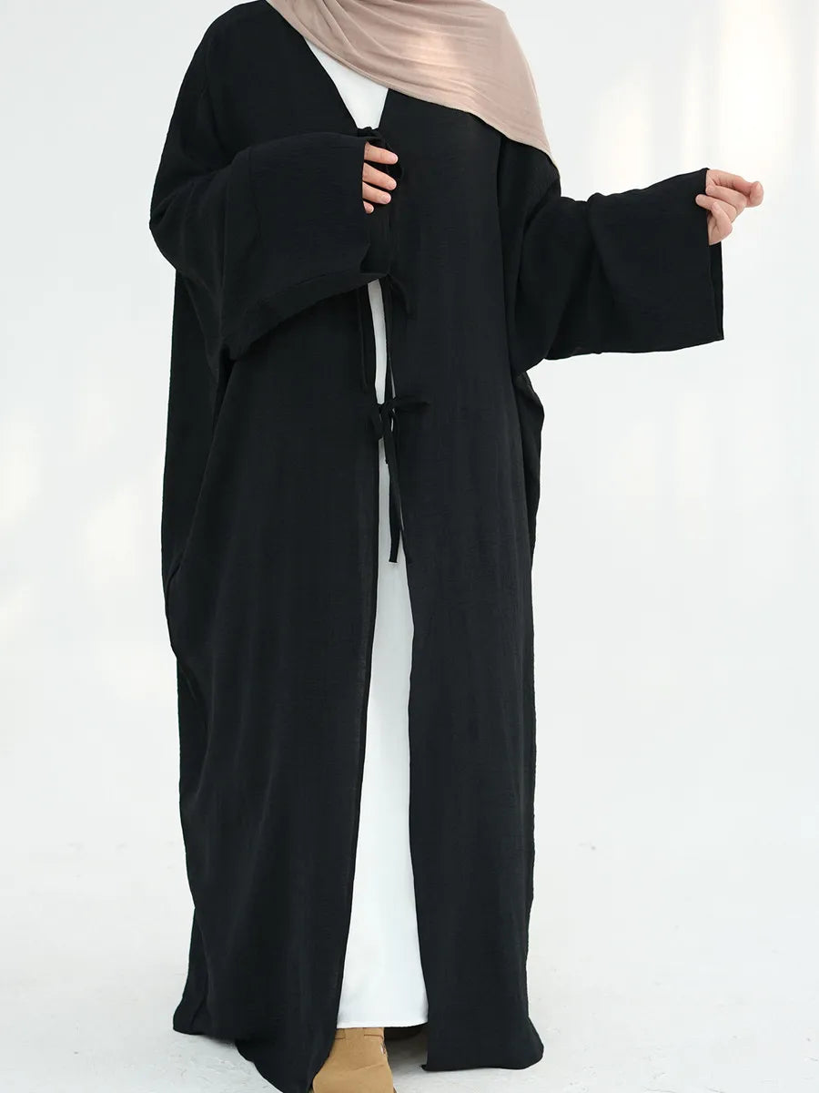 Muslim Women Dubai Turkish Abaya Eid Long Dress Solid Kimono Cardigan Modest Ramadan Prayer Robe Kaftan Femme Islam Clothing