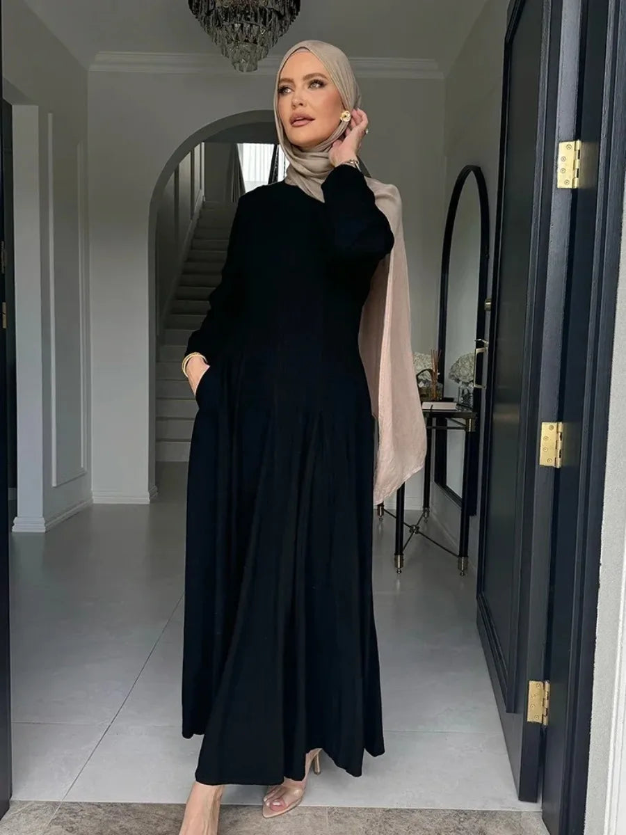 Muslim Abaya Women Dresses Solid Slim Jalabiya Eid 2025 Ramadan Morocco Islam Vestidos Largos Arab Long Robe Dubai Abayas Kaftan