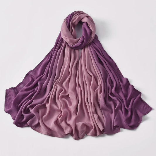 Muslim Women Big Size Gradient Viscose Hijabs Ombre Cotton Rayon Crease Headscarf Musulman Scarves Islamic Turban and Shawls