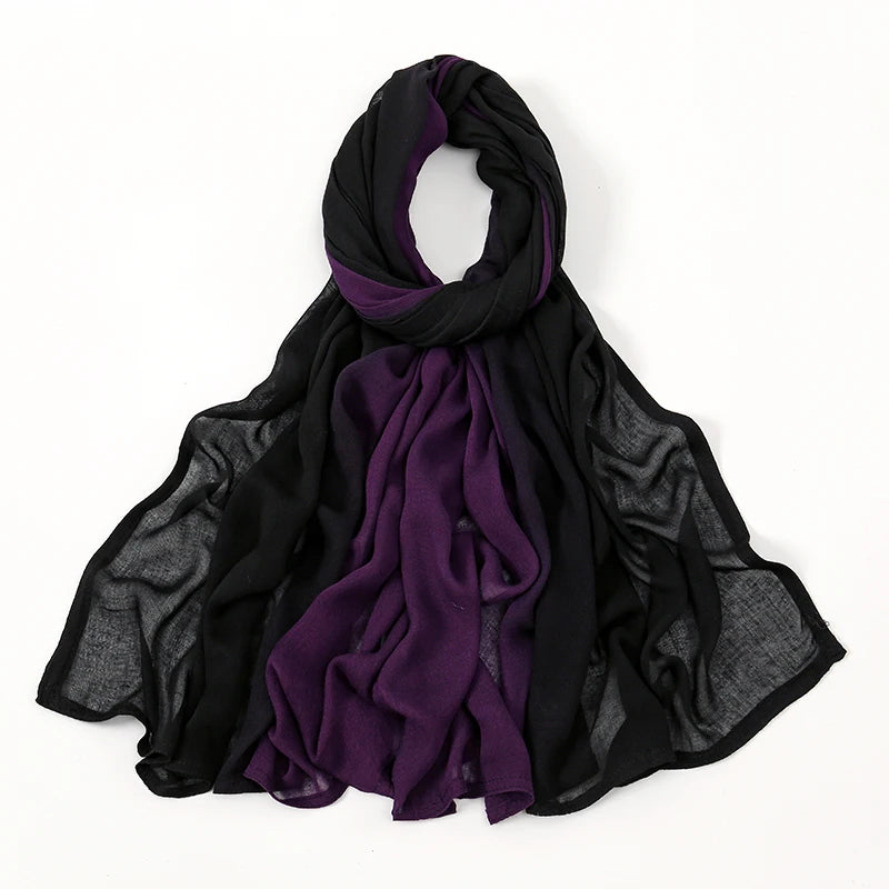 Muslim Women Big Size Gradient Viscose Hijabs Ombre Cotton Rayon Crease Headscarf Musulman Scarves Islamic Turban and Shawls