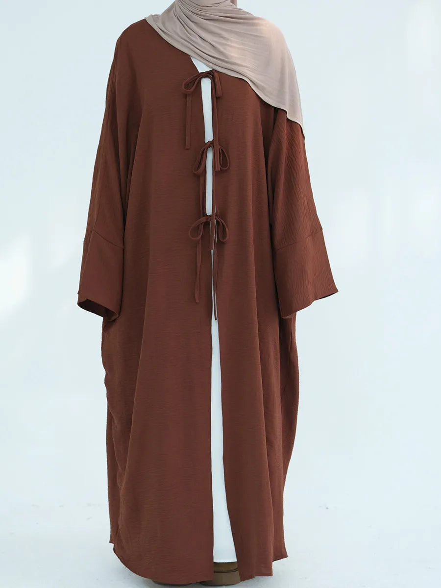 Muslim Women Dubai Turkish Abaya Eid Long Dress Solid Kimono Cardigan Modest Ramadan Prayer Robe Kaftan Femme Islam Clothing