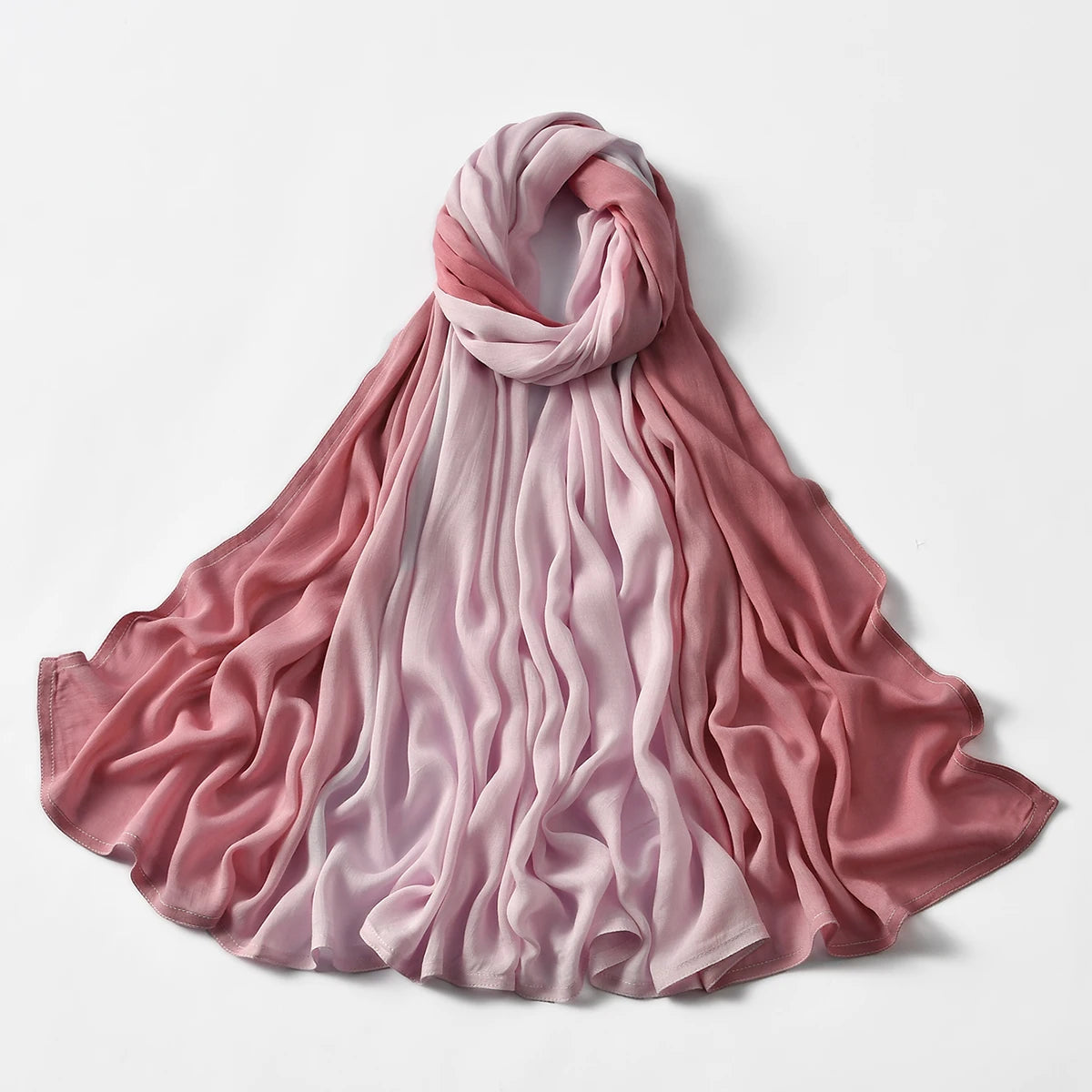 Muslim Women Big Size Gradient Viscose Hijabs Ombre Cotton Rayon Crease Headscarf Musulman Scarves Islamic Turban and Shawls