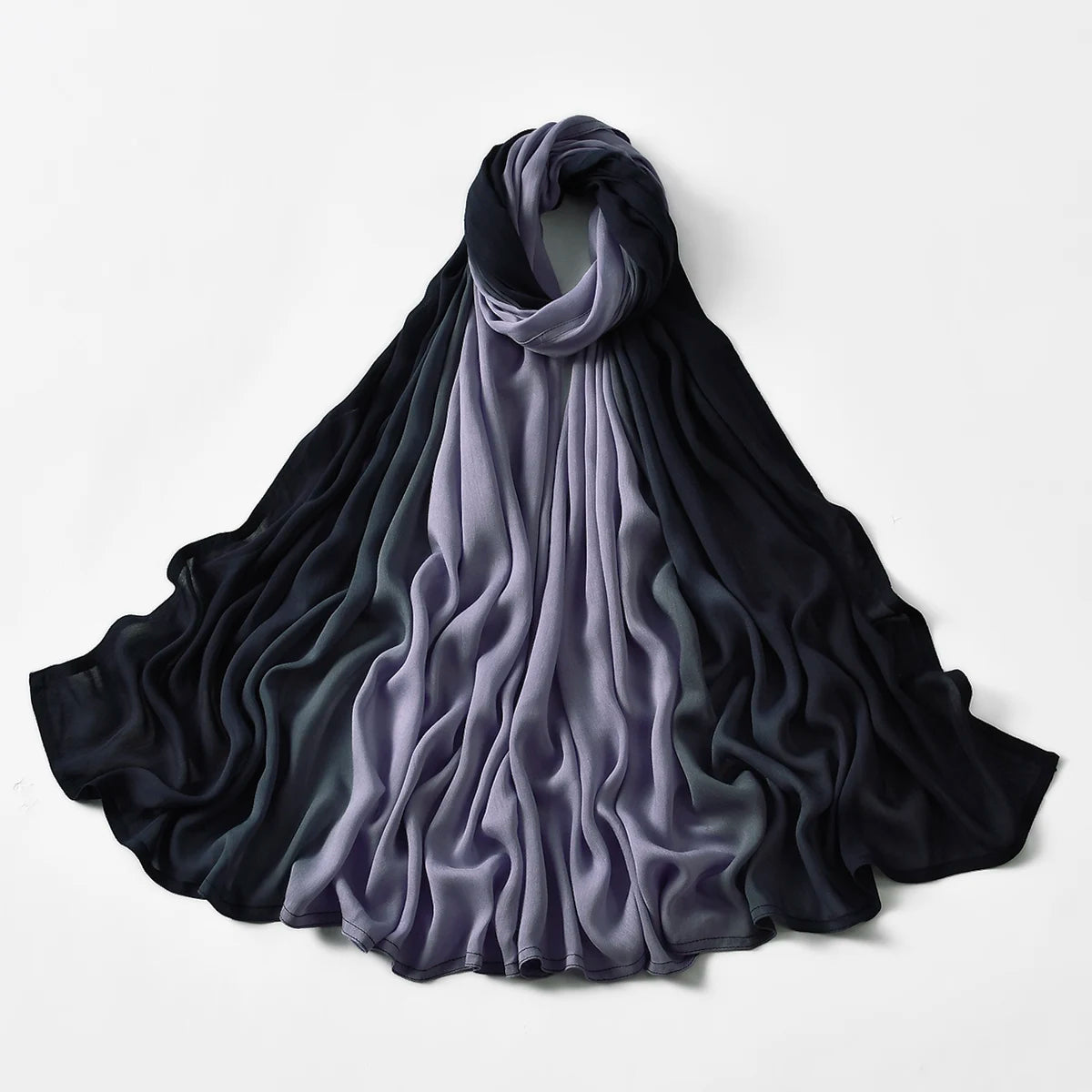 Muslim Women Big Size Gradient Viscose Hijabs Ombre Cotton Rayon Crease Headscarf Musulman Scarves Islamic Turban and Shawls