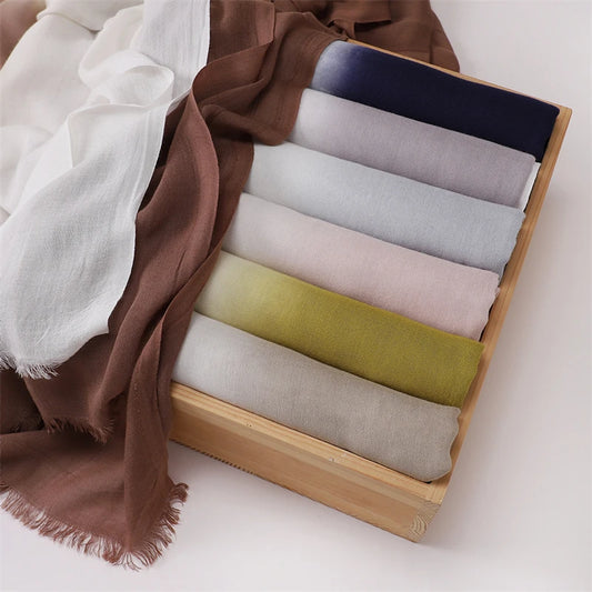 Women Big Size Gradient Cotton Rayon Crease Hijab Scarf Lady High Quality Wraps and Shawls Musulman Headband Islamic Turban