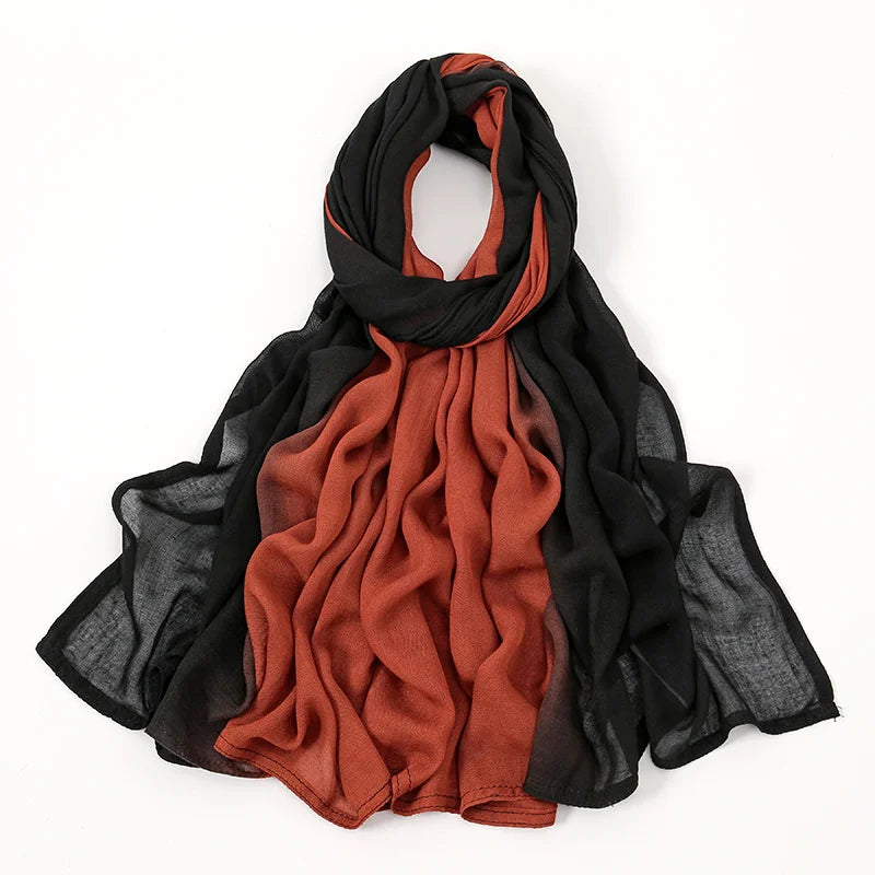 Muslim Women Big Size Gradient Viscose Hijabs Ombre Cotton Rayon Crease Headscarf Musulman Scarves Islamic Turban and Shawls