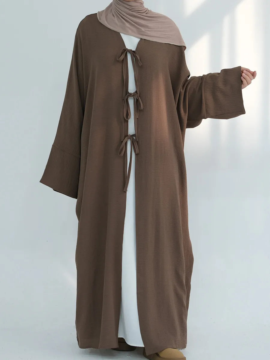 Muslim Women Dubai Turkish Abaya Eid Long Dress Solid Kimono Cardigan Modest Ramadan Prayer Robe Kaftan Femme Islam Clothing