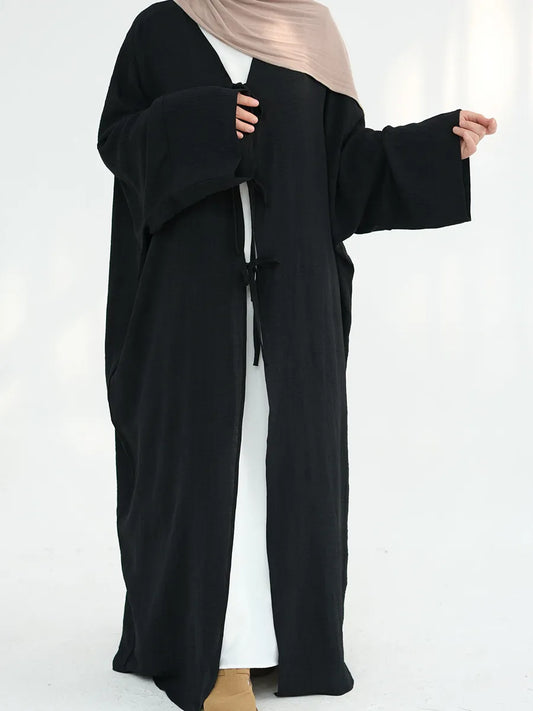 Muslim Women Dubai Turkish Abaya Eid Long Dress Solid Kimono Cardigan Modest Ramadan Prayer Robe Kaftan Femme Islam Clothing