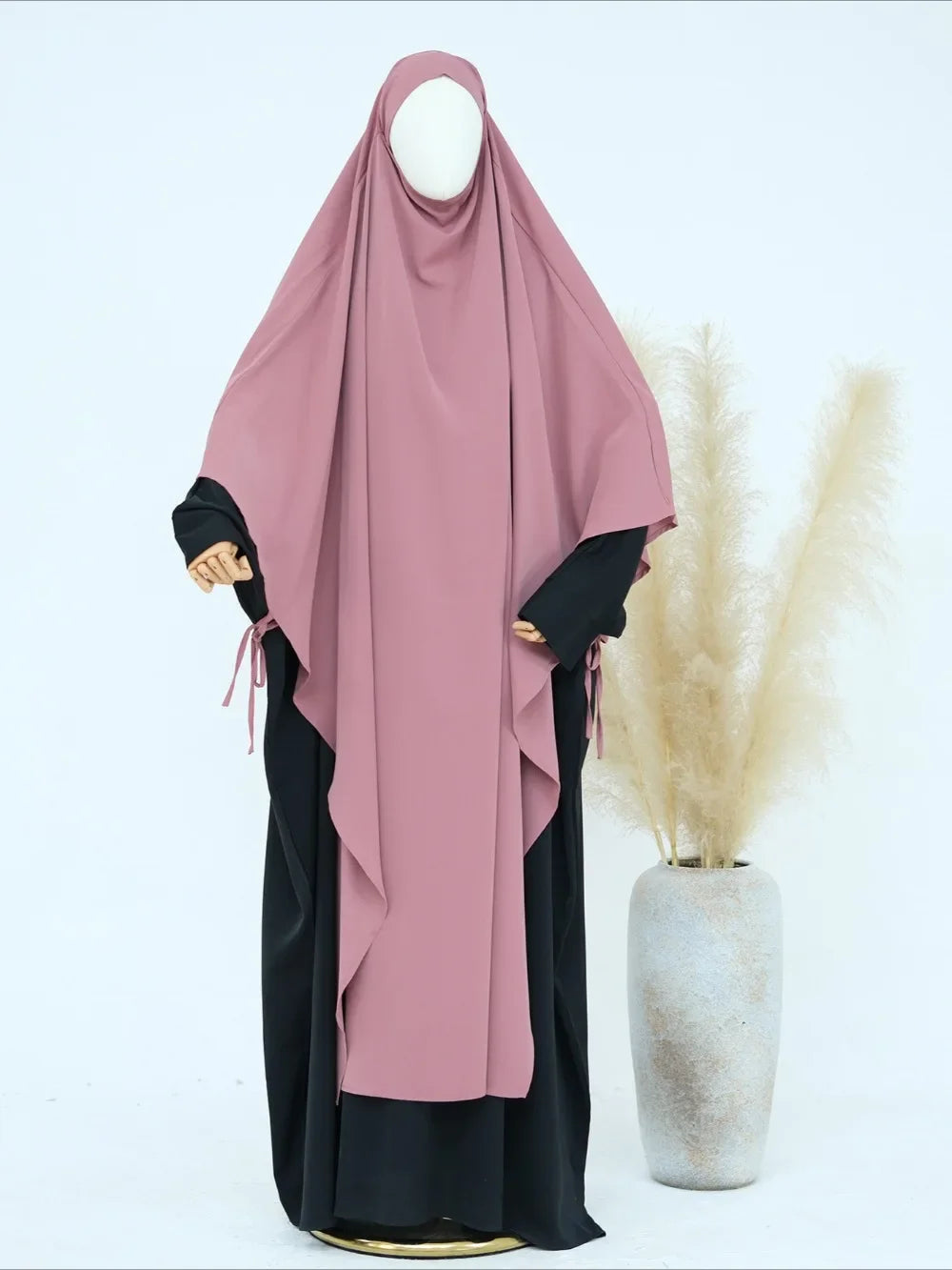 Eid Muslim Women Khimar Hijab Islamic Dubai Solid Color Scarves Turban Arab Ladies Praying Headdress Ramadan Long Headscarf 2025